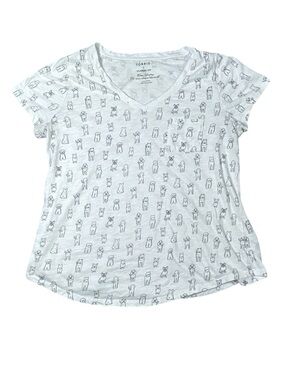 Torrid Pocket Tee Heritage Slub Women's 1X Black White Dogs V Neck Short Sleeve